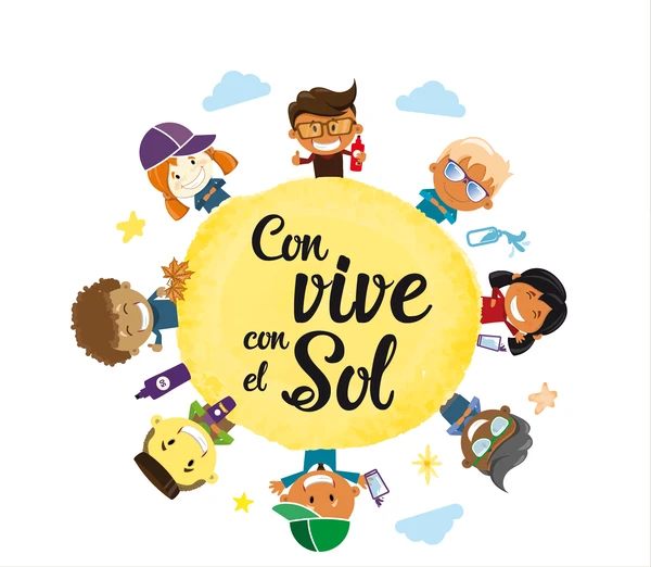 Niños alrededor de un "convive con el sol"